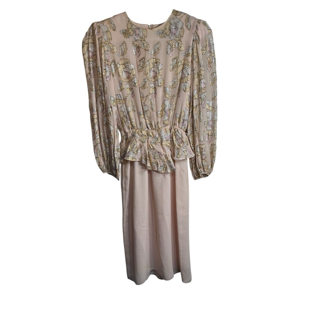 patra‎ womens vintage long sleeve dress knee length metallic size 7/8